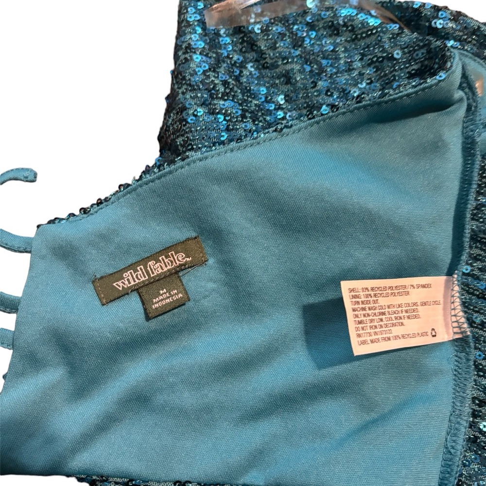 Wild Fable Sequin Halter Crop Top - Size M Turquoise Blue - Picture 6 of 6